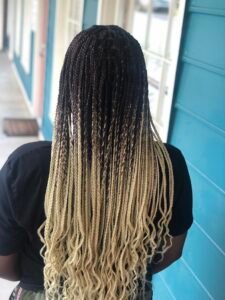 black to 613 ombre knotless braids with wavy ends